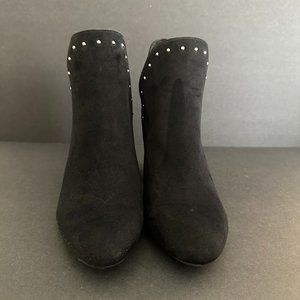 A New Day Black Suede Ankle High Boot with Silver Studs Size 8.5